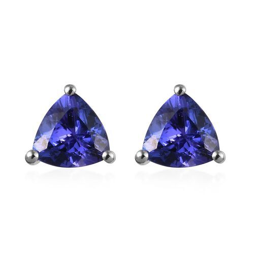 RHAPSODY 950 Platinum AAAA Tanzanite Solitaire Stud Earrings with Screw Back 1.37 Ct, Platinum Wt. 1