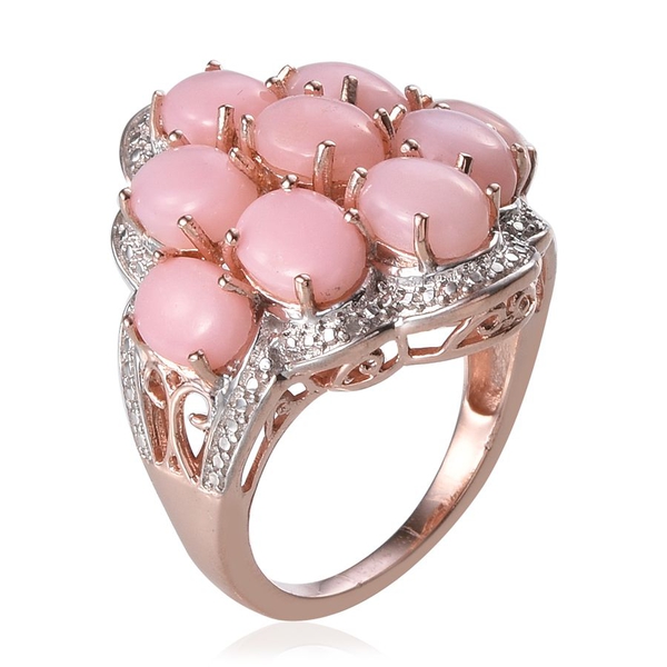 Peruvian Pink Opal (Ovl), Diamond Ring in Rose Gold Overlay Sterling Silver 5.020 Ct.