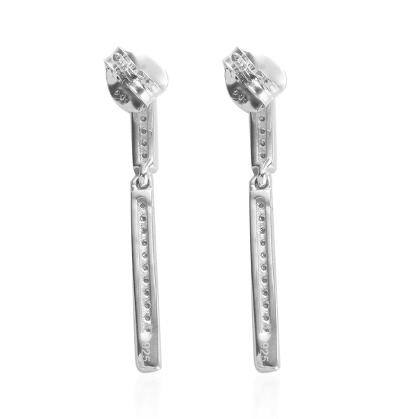 0.22 Ct Diamond Silver Single Strand Earrings (with Push Back) in Platinum Overlay