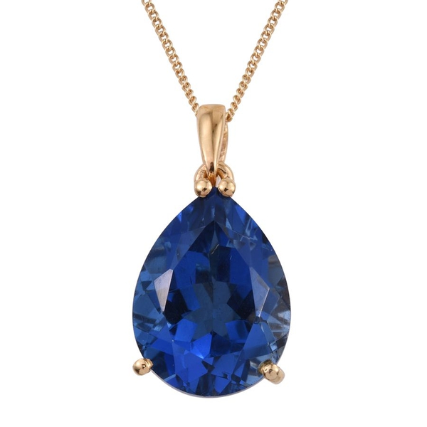 Ceylon Colour Quartz (Pear) Solitaire Pendant With Chain in 14K Gold Overlay Sterling Silver 8.000 C