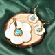 2 Piece Set - Blue Howlite and White Shell Pearl Floral Pendant with Chain (Size 24 with 2 inch Extender) & Hook Earrings in Yellow Gold Tone