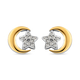 Diamond Star Stud Earrings (With Push Back ) in Two Tone Overlay Sterling Silver