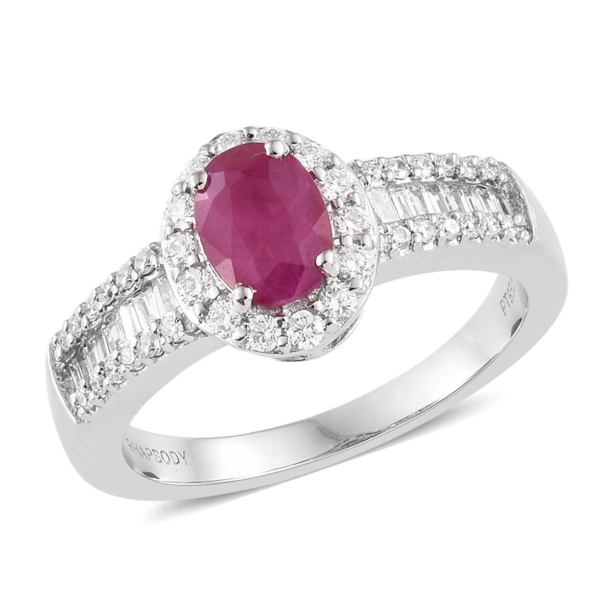 RHAPSODY 950 Platinum 1.50 Carat AAAA Pigeon Blood Ruby Ring with Diamond VS-E-F