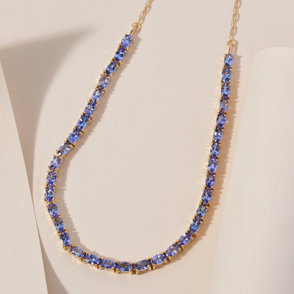 Tanzanite Necklace (Size - 18 with 2 inch Extender) in 14K Gold Overlay Sterling Silver 8.22 Ct, Silver Wt. 10.57 Gms