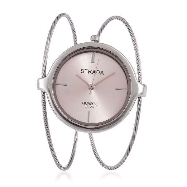 STRADA Japanese Movement Silver Colour Dial Water Resistant Bangle Watch in Silver Tone with Stainle