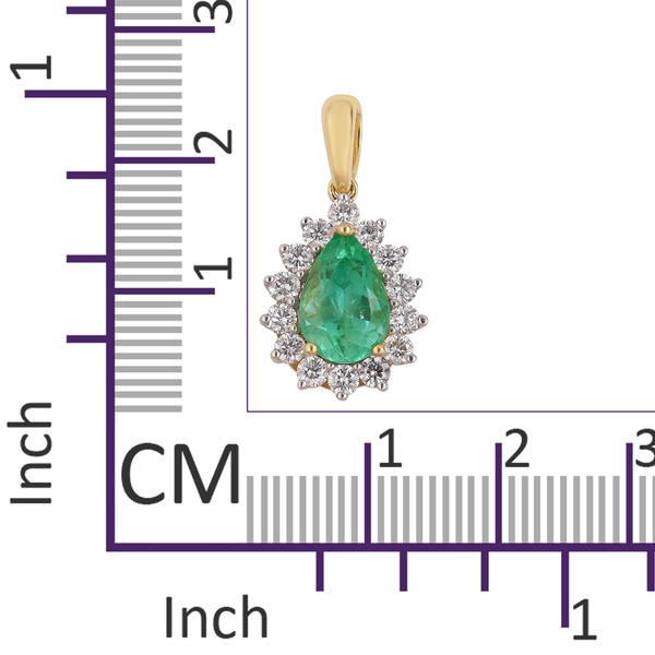 ILIANA 2.07 Ct AAA Boyaca Colombian Emerald and Diamond (SI/G-H) Halo Pendant in 18K Gold
