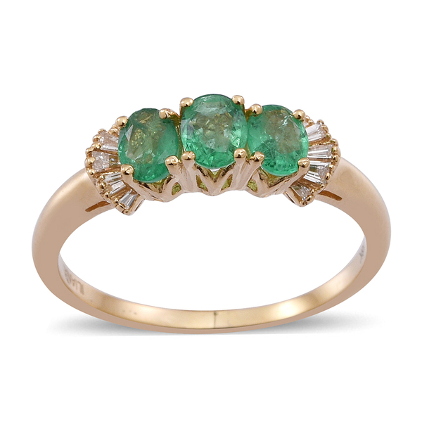 ILIANA 1.15 Ct Zambian Emerald and Diamond Ring in 18K Gold 3.15 Grams