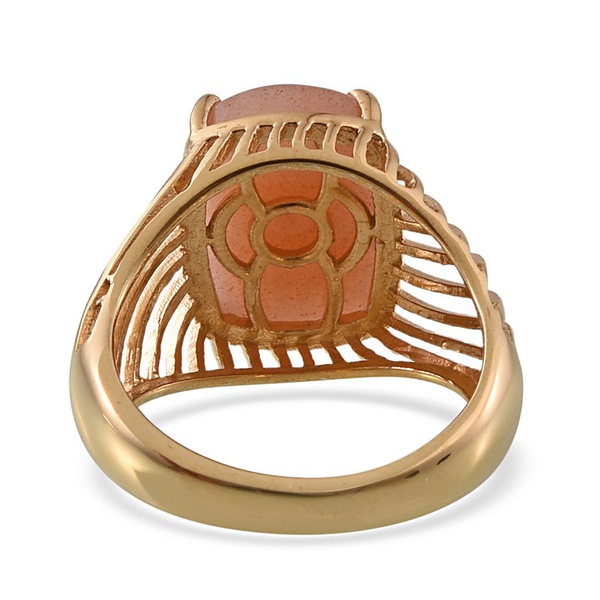 Morogoro Peach Sunstone (Cush) Solitaire Ring in 14K Gold Overlay Sterling Silver 7.250 Ct.