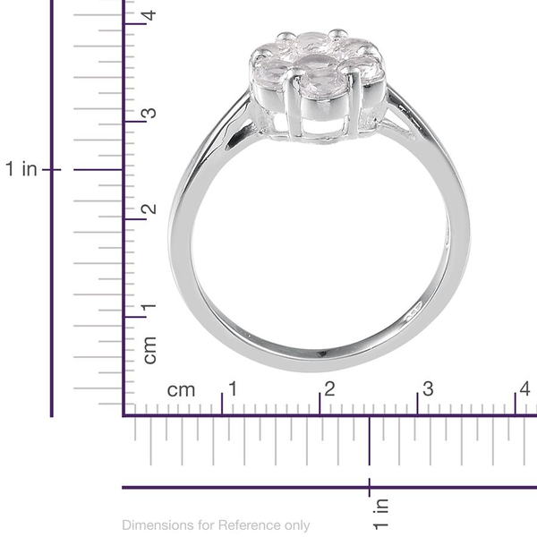 White Topaz (Rnd) 7 Stone Floral Ring in Sterling Silver 1.500 Ct.