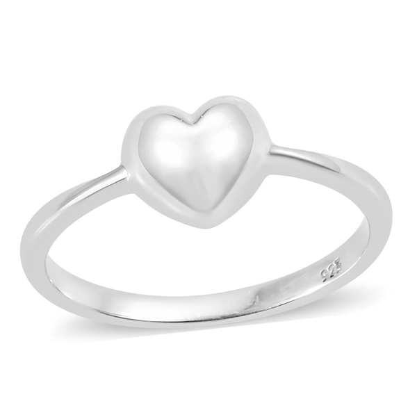 Mini Heart Promise Ring in Platinum Plated Sterling Silver