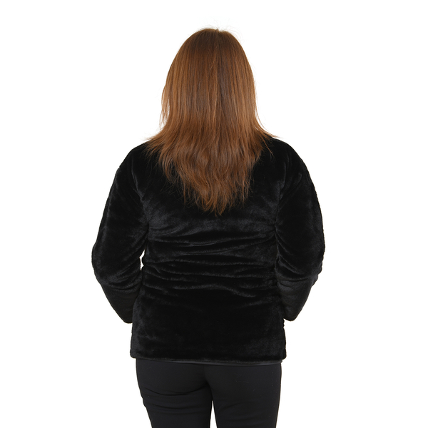 TAMSY Faux Fur Coat (Size L, 16-18)  - Black
