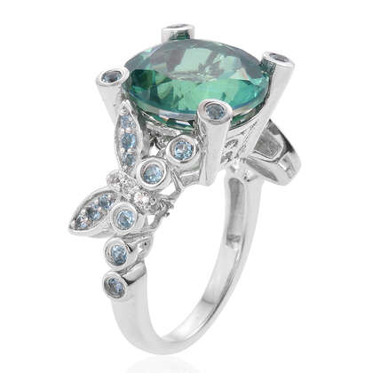 Peacock Quartz (Rnd Ct), Electric Swiss Blue Topaz and White