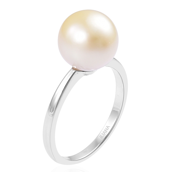 ILIANA AAA South Sea Golden Pearl (10.5-11mm) Ring in 18K White Gold