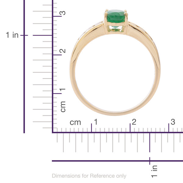 9K Y Gold AAA Kagem Zambian Emerald (Ovl 1.15 Ct), Diamond (I3/G-H) Ring 1.500 Ct.