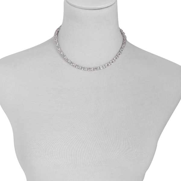 Close Out Deal Simulated Diamond Necklace (Size 16) in Silver Tone. 87.00 CT