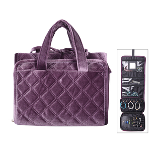 Foldable Travel Jewellery Storage Pouch with Hanging Hook in Purple Colour