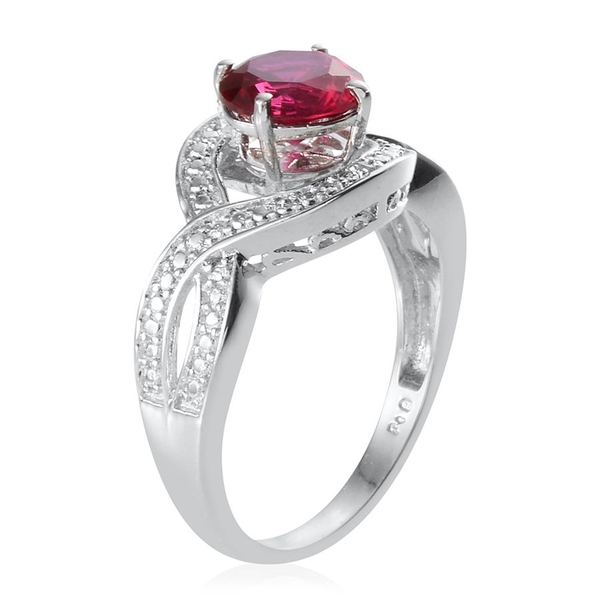 AAA Simulated Ruby (Rnd), Simulated Citrine, Simulated Diamond, Simulated Emerald, Simulated Blue Sapphire and Diamond Interchangeable Ring in ION Plated Platinum Bond