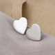 Platinum Overlay Sterling Silver Heart Stud Earrings (with Push Back)
