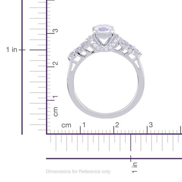 Lustro Stella - Platinum Overlay Sterling Silver (Oct) Ring Made with Finest CZ 1.432 Ct.