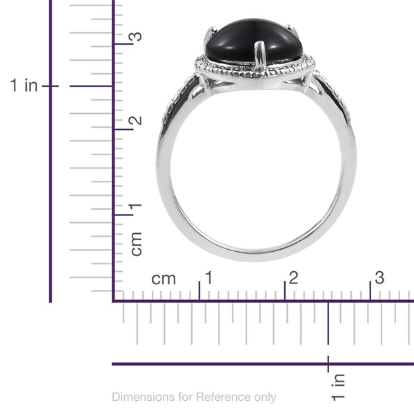 Black Onyx (Hrt) Solitaire Ring, Pendant and Stud Earrings (with Push Back) in Platinum Overlay Sterling Silver 11.000 Ct.
