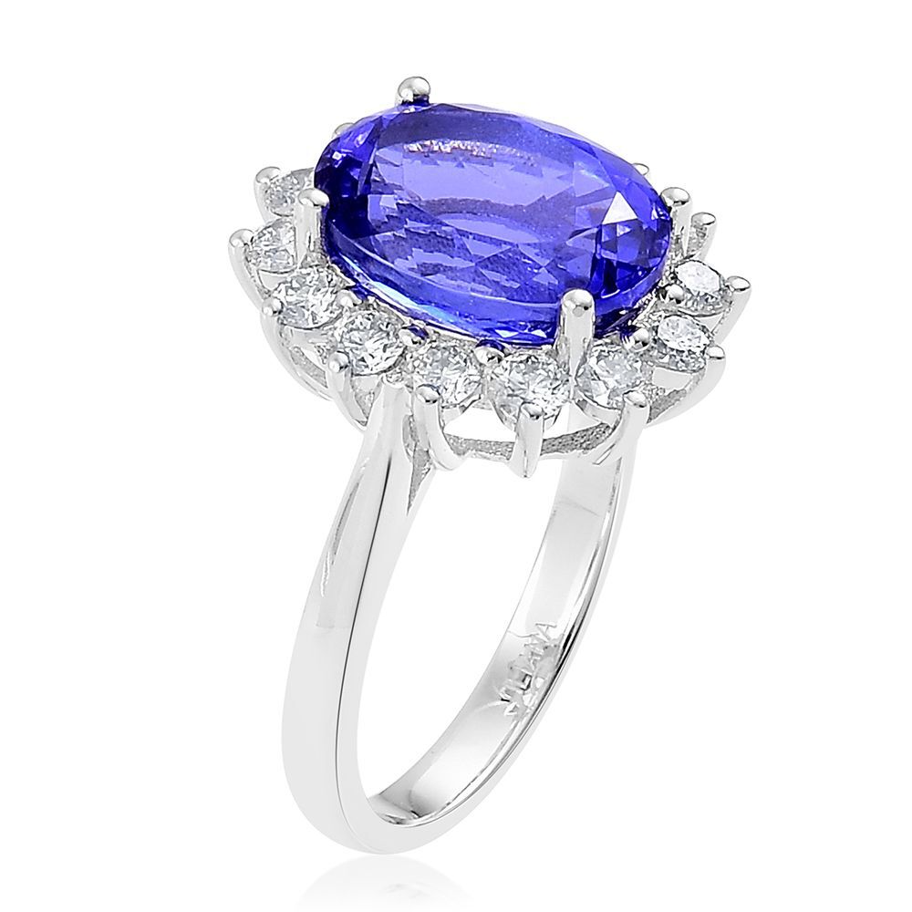 ILIANA 18K W Gold AAA Tanzanite (Ovl 6.00 Ct), Diamond (SI-G-H) Ring 7.000 Ct.