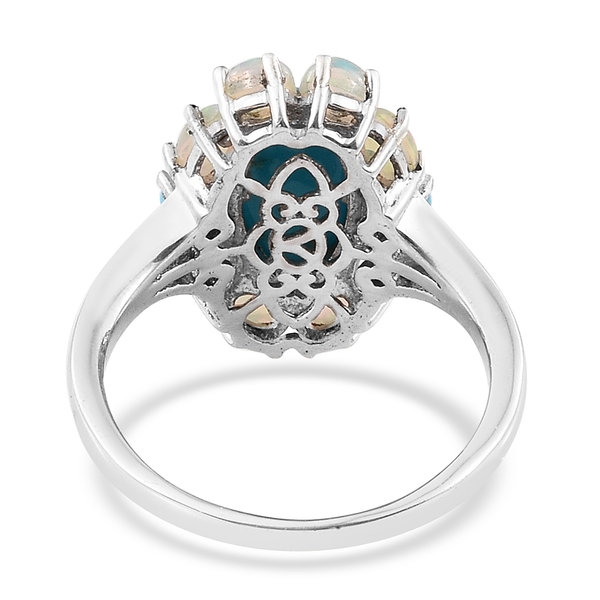 Arizona Sleeping Beauty Turquoise (Ovl 2.50 Ct), Ethiopian Welo Opal Ring in Platinum Overlay Sterling Silver 4.000 Ct.
