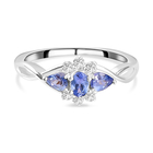 Tanzanite and Natural Cambodian Zircon Ring (Size M) in Sterling Silver