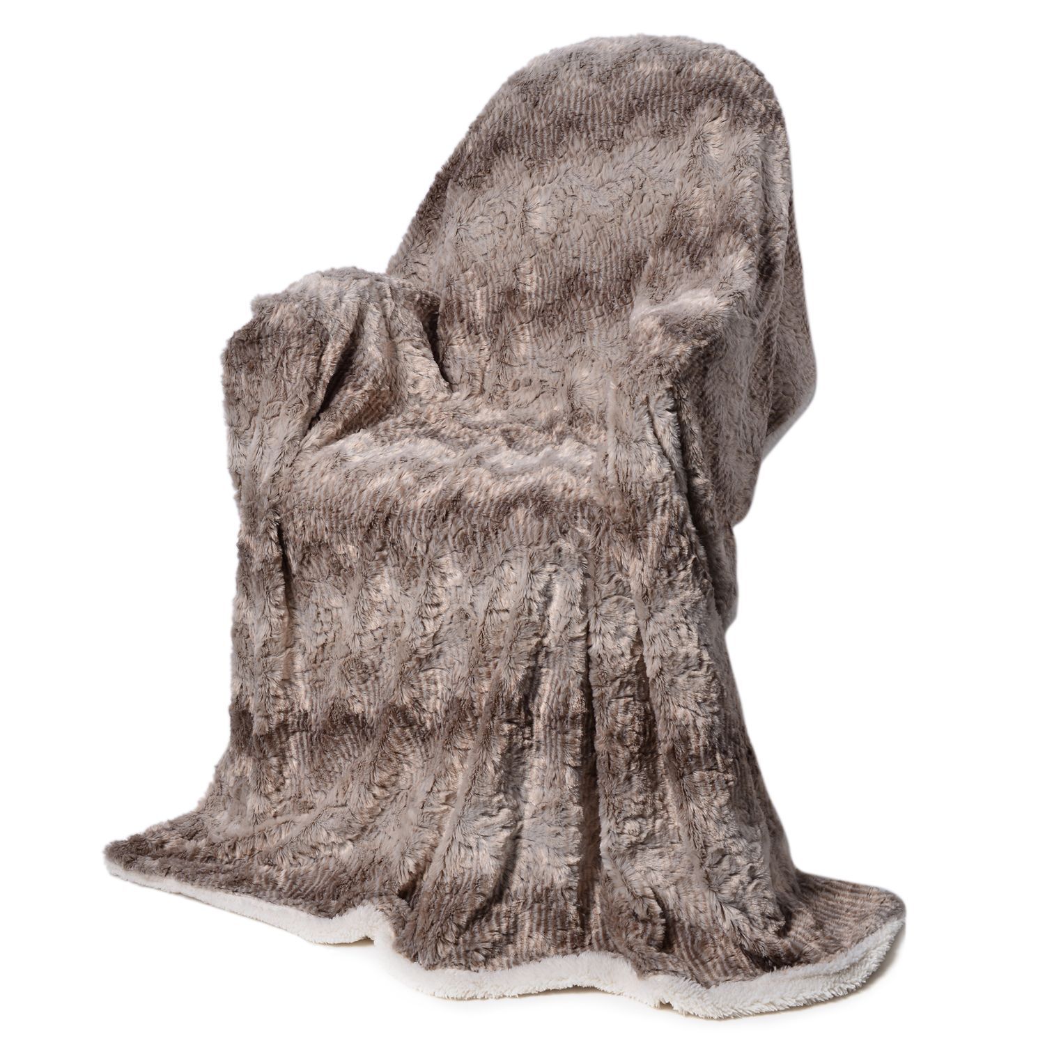 Superfine Microfibre Luxury Faux Fur reversible Sherpa Blanket (Size 200x150 Cm) Grey Owl