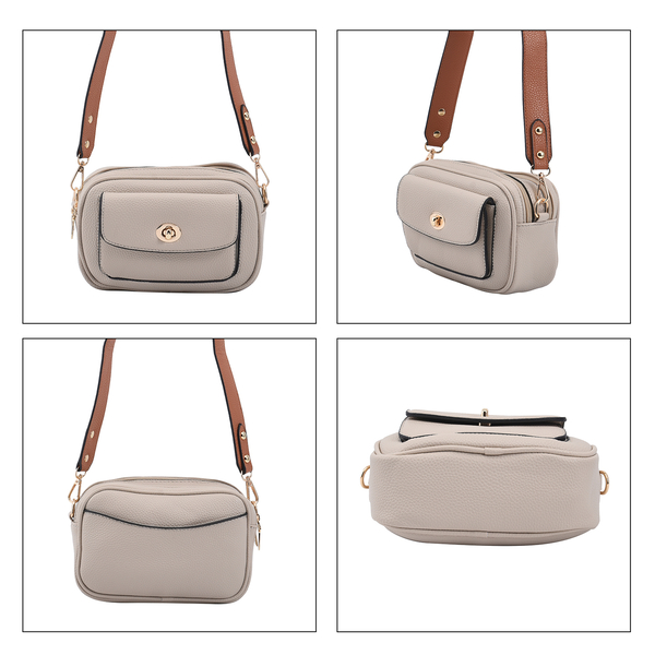 PASSAGE Crossbody Bag with Detachable Long Strap (Size 20x12x7 Cm) - Off White