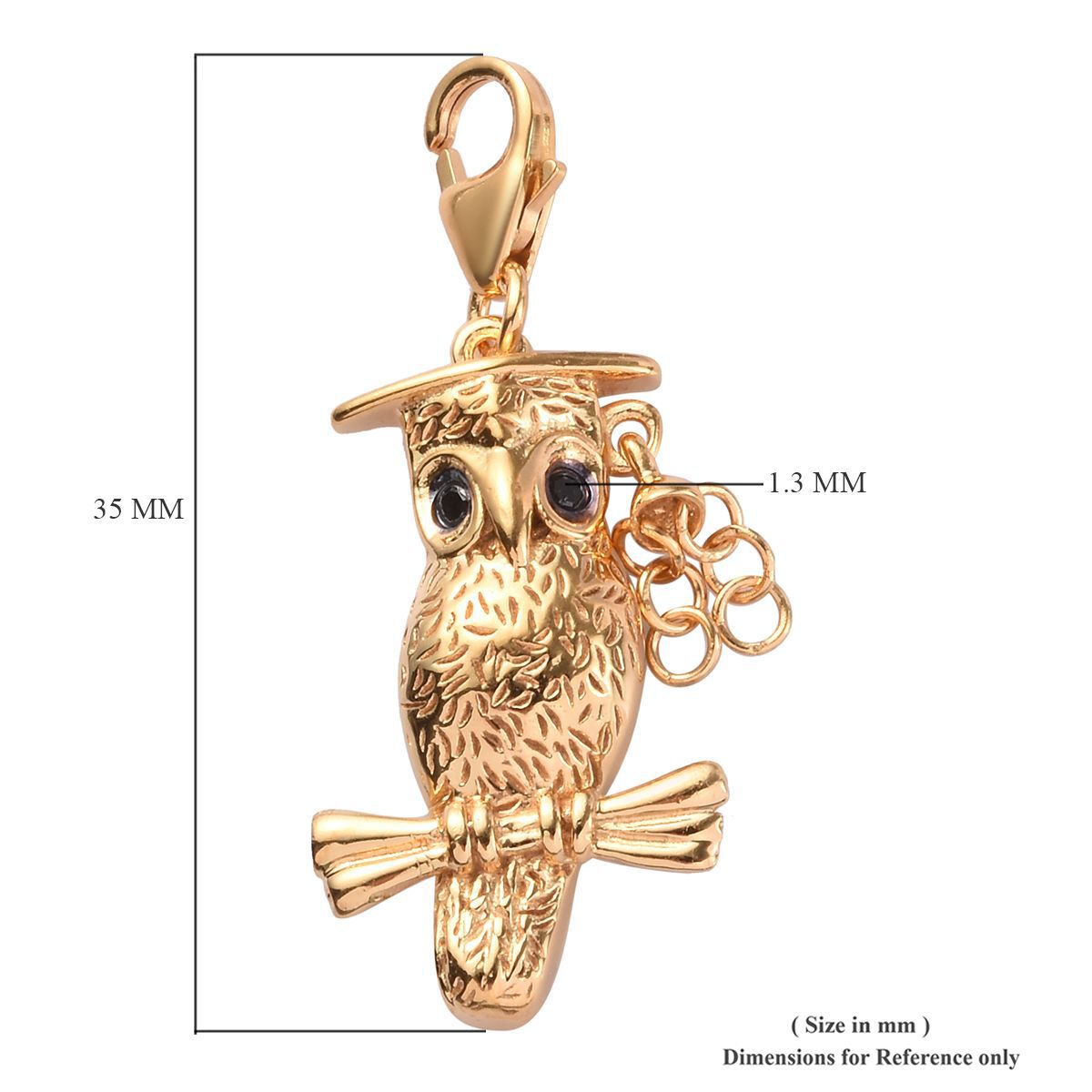 Graduation Owl Charm in 14K Gold Overlay Sterling Silver