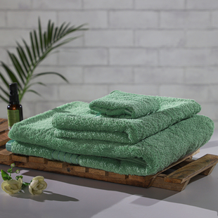 3 Piece Set - 100%Egyptian Cotton Bath Towel (Size 76x137Cm), Hand Towel (Size 41x71Cm) and Face Towel (Size 30x30Cm) - Sage Green