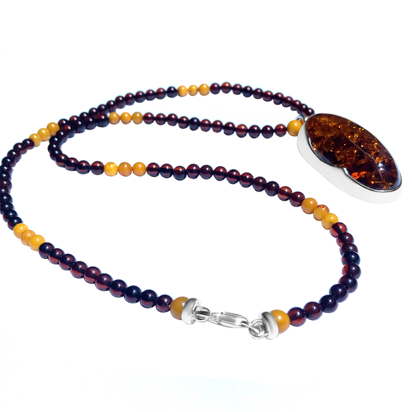 Baltic Amber Necklace (Size - 22) in Sterling Silver, Silver Wt. 10.00 Gms
