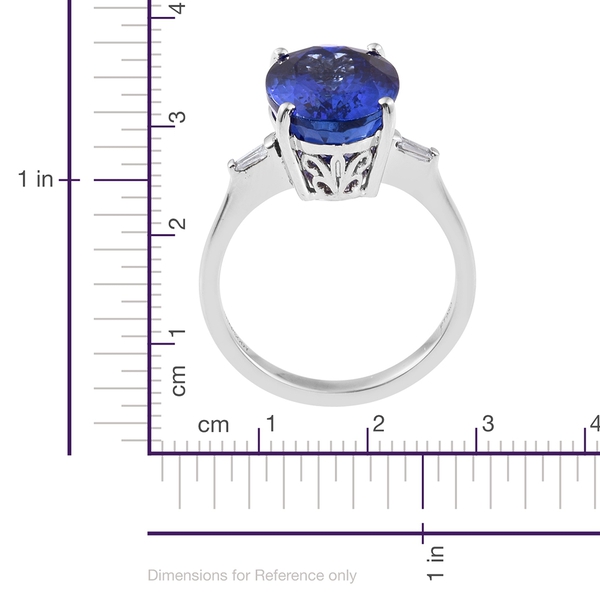 RHAPSODY 950 Platinum AAAA Tanzanite (Ovl 8.81 Ct), Diamond (VS/E-F) Ring 0.14 Ct. Platinum Wt 6 Gm