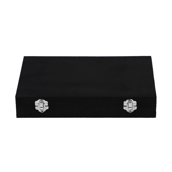 Portable Velvet Jewellery Box with Lock and Anti Tarnish Lining (Size:29x19x5 Cm) - Black