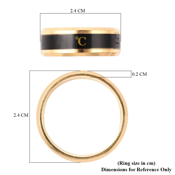Celsius Temperature Band Ring in Black and Gold Tone