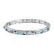 Arizona Sleeping Beauty Turquoise Enamelled Bangle (Size 7) with Clasp in Platinum Overlay Sterling 