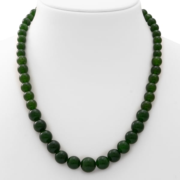 Green Onyx Beads Necklace (Size - 20) with Lobster Clasp in Rhodium Overlay Sterling Silver 330.00 Ct