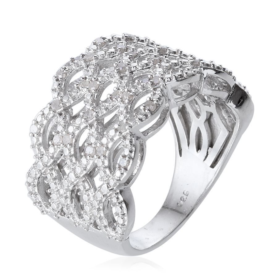 Diamond (Rnd) Infinity Ring in Platinum Overlay Sterling Silver 0.200 Ct.