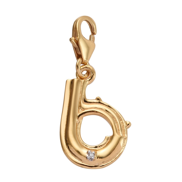 Diamond (Rnd) Initial B Charm in 14K Gold Overlay Sterling Silver