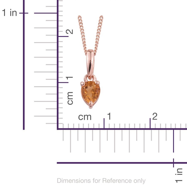 Set of 5- Citrine (Pear), Amethyst, Hebei Peridot, Rhodolite Garnet and Sky Blue Topaz Solitaire Pendant With 1 Chain in Rose Gold Overlay Sterling Silver 1.750 Ct.