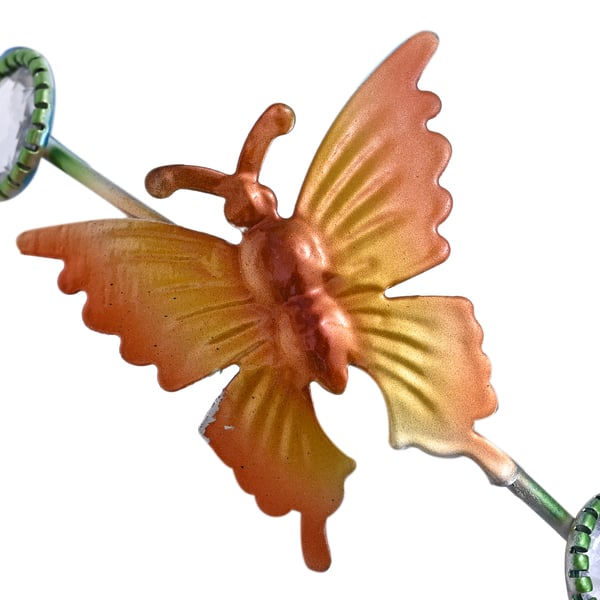 Green, Yellow and Multi Butterfly Spiral Wind Chime (Size 15x15x65 cm)