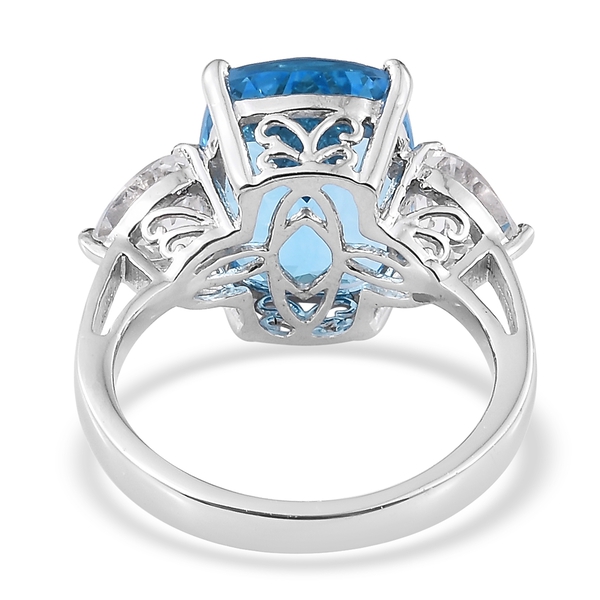 TJC Launch - 15.50 Ct Marambaia Topaz and White Topaz Ring in Platinum Plated Silver