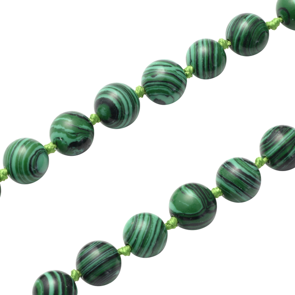 Malachite Beads Necklace (Size - 20) in Platinum Overlay Sterling Silver