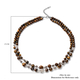 Yellow Tiger Eye Two Row Beads Necklace (Size 18 with 2 inch Extender) in Silver Tone 297.00 Ct.