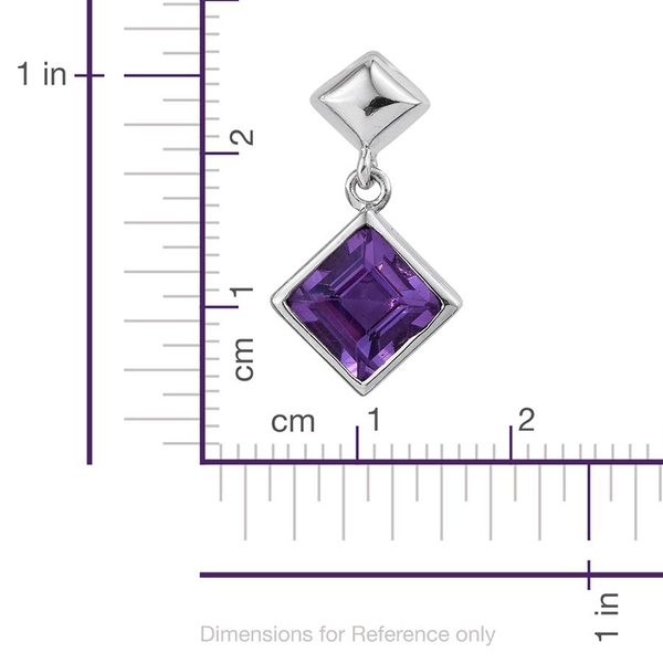 Lavender Alexite (Sqr) Earrings (with Push Back) in Platinum Overlay Sterling Silver 3.000 Ct.