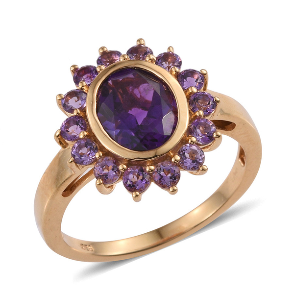 AA Lusaka Amethyst (Ovl 2.40 Ct) Ring in 14K Gold Overlay Sterling Silver 3.500 Ct.