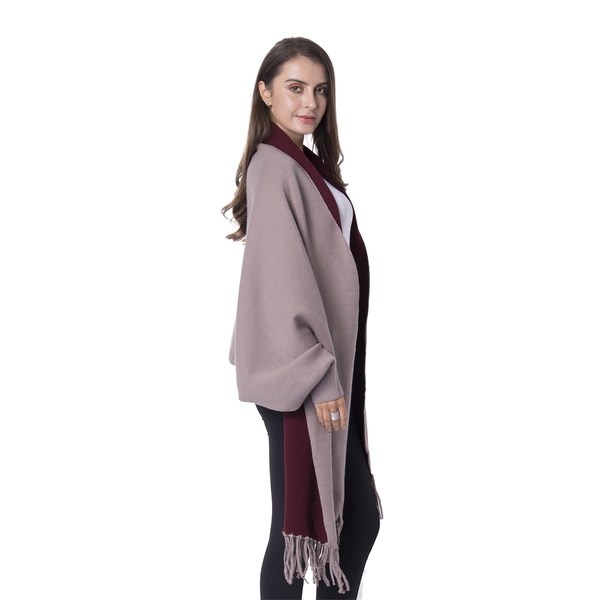 Designer Inspired- Reversible Brown and Red Colour Cardi-Coat (Size 94x45.5 Cm + 10 Cm)