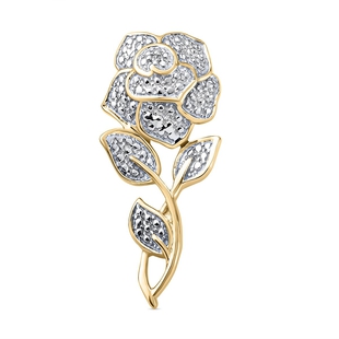 Diamond Floral Pendant in 18K Vermeil Yellow Gold Overlay Sterling Silver