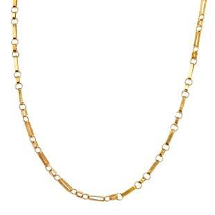 Hatton Garden Close Out Deal- Italian Made- 14K Gold Overlay Sterling Silver Figaro Belcher Necklace