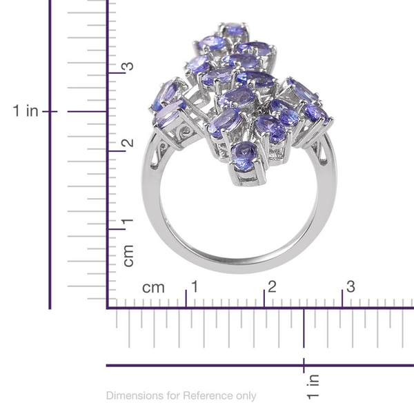 Tanzanite (Ovl) Leaves Crossover Ring in Platinum Overlay Sterling Silver 3.750 Ct.
